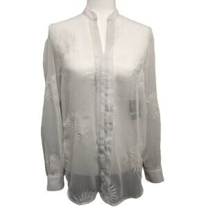 Simply Vera Vera Wang White Sheer Embroidered Blouse | Women's Size Small
